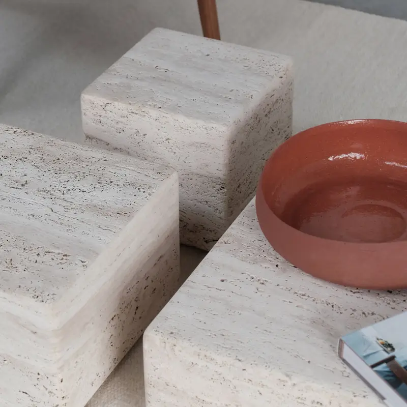 Mesa de centro - Grande - Dijon - Travertino - D54