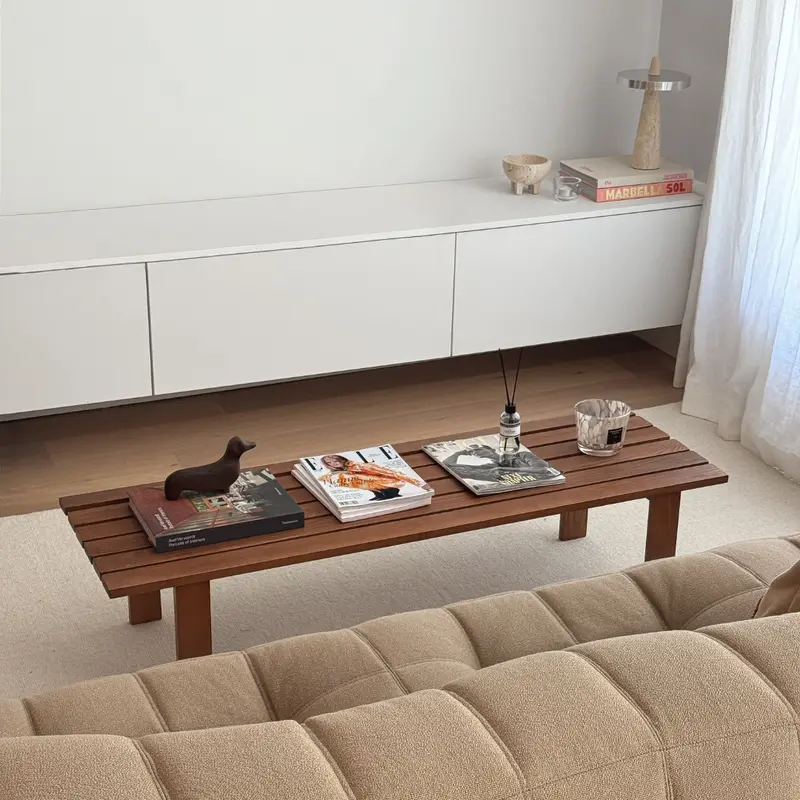Mesa de centro Melanie - Madera de fresno - Nogal oscuro - 140 cm