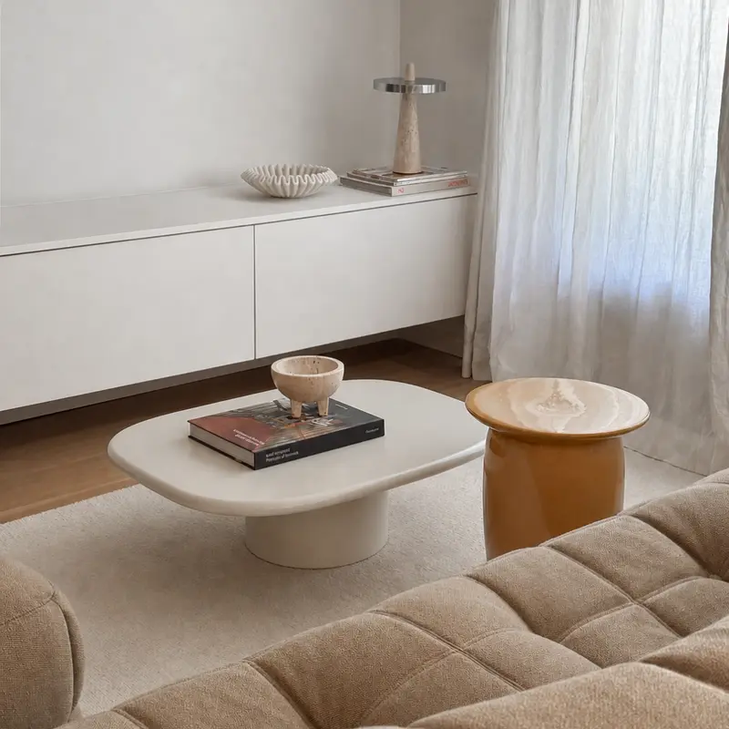 Mesa de centro Mouzon - 90 cm - Latte StoneSkin