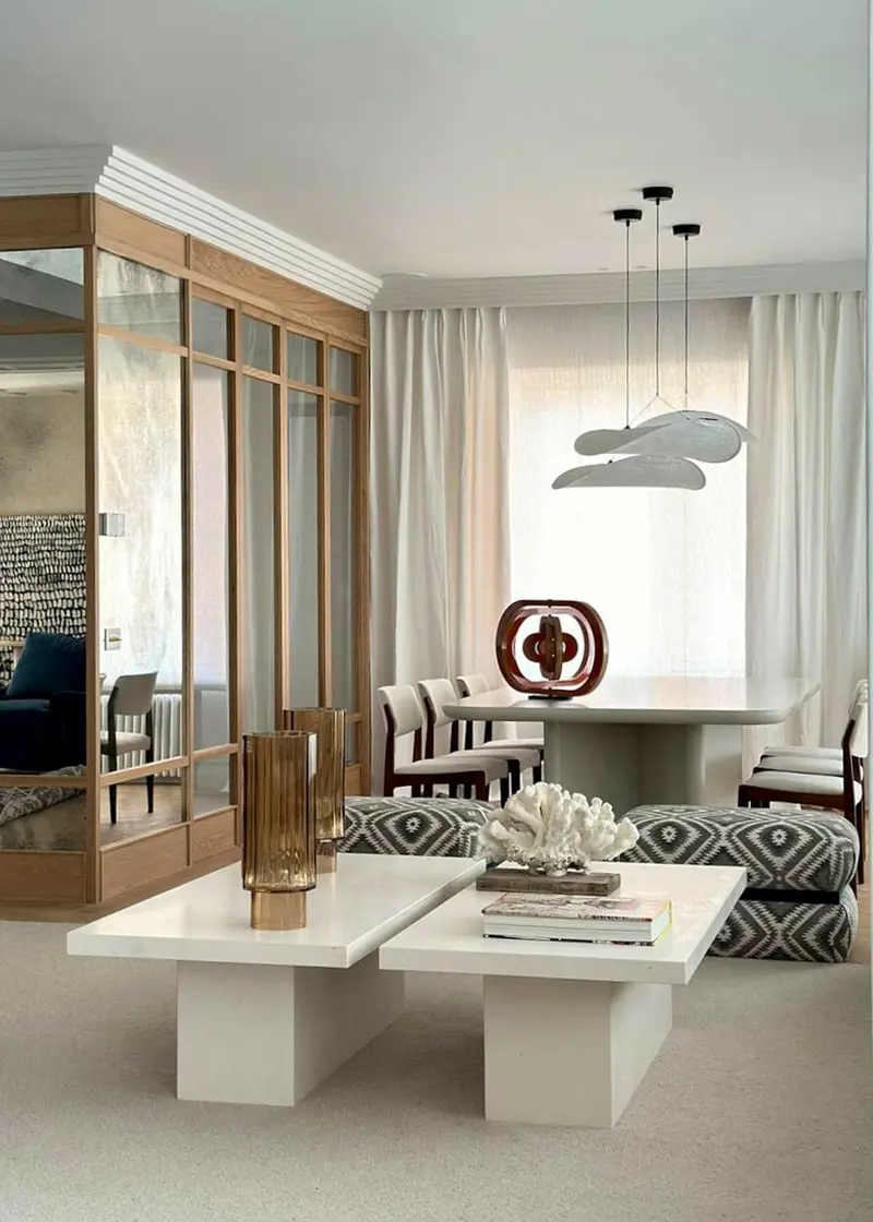 Mesa de centro piedra caliza beige