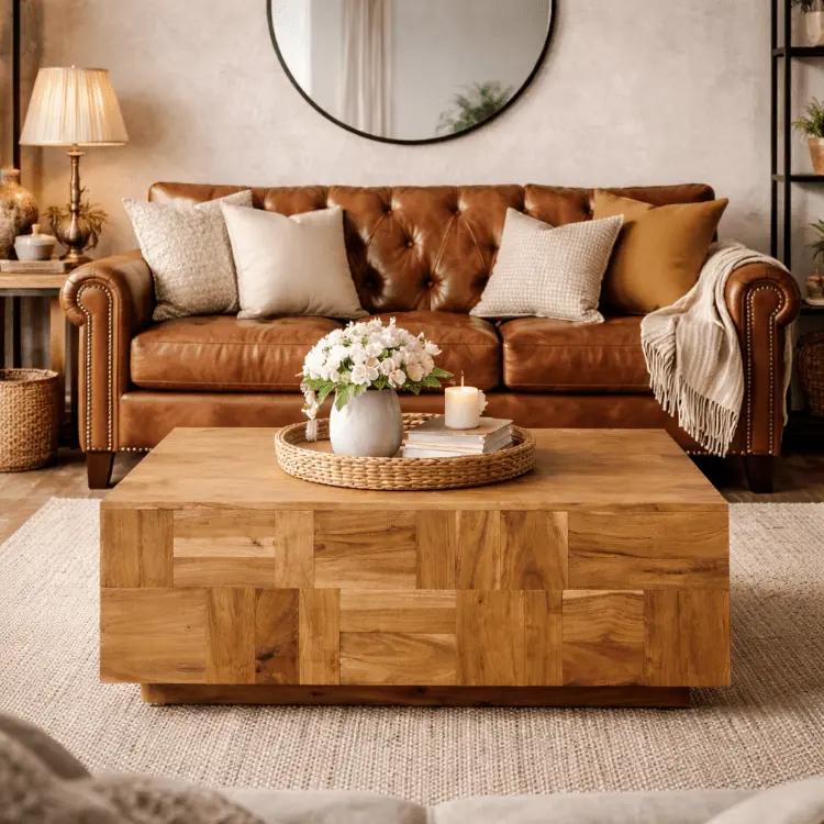 Mesa de centro rectangular de madera Tikk