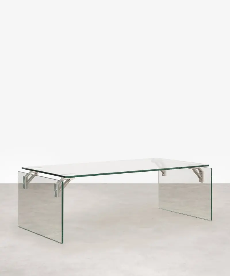 Mesa de Centro Rectangular en Cristal Templado y Acero Suri 120 cm x 60 cm