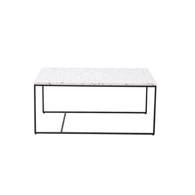 Mesa de centro rectangular - Miles - Terrazo blanco - 90cm