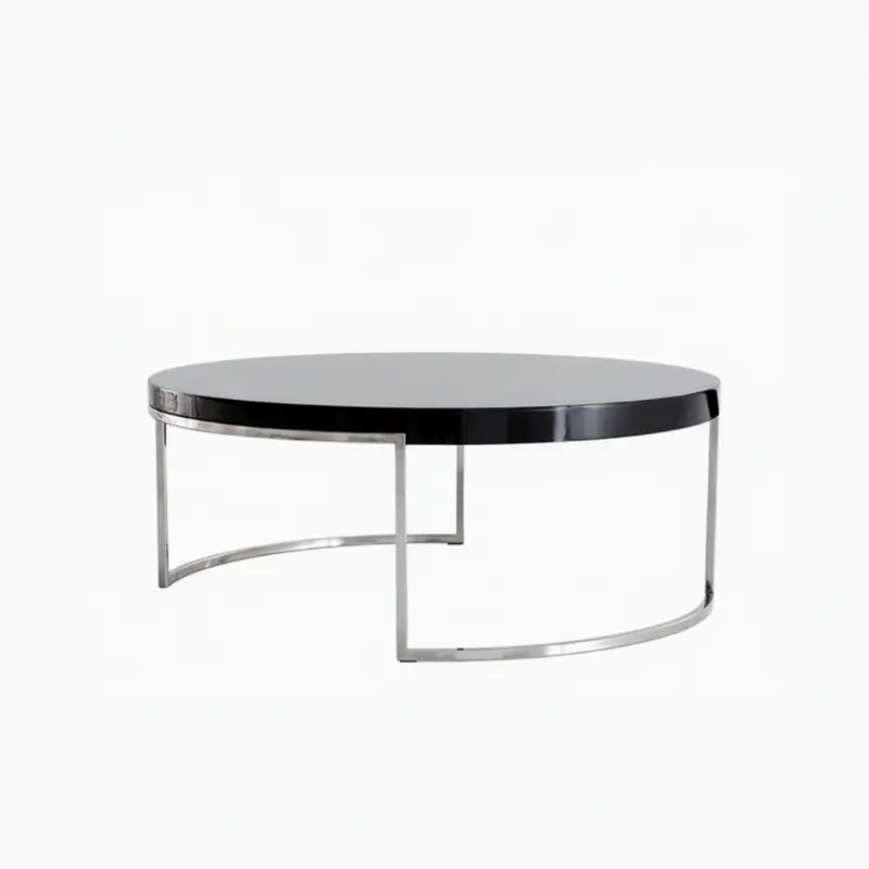 Mesa de Centro Redonda Acero y Cristal Modelo 7300