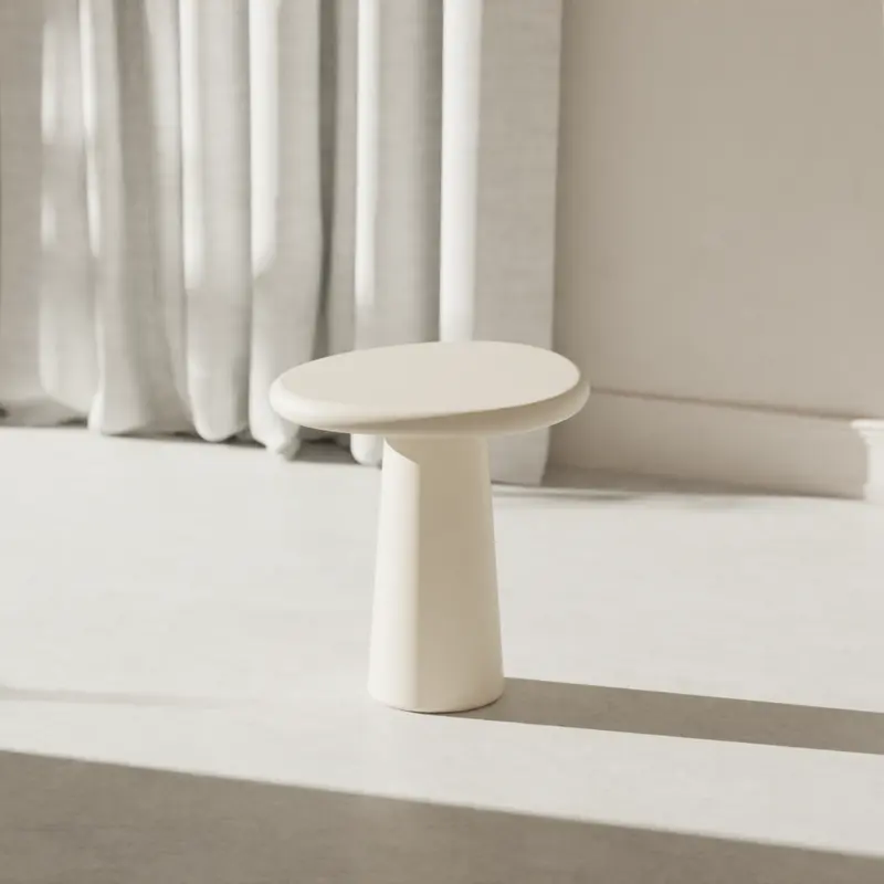Mesa de centro redonda aspecto hormigón orgánico - Juno - StoneSkin - 50 cm