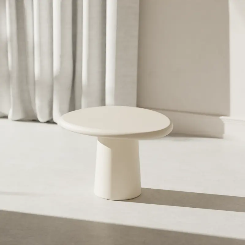 Mesa de centro redonda aspecto hormigón orgánico - Juno - StoneSkin - 60 cm