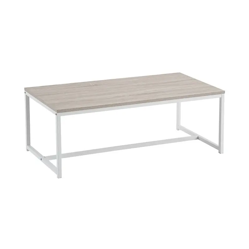 Mesa de centro Urban de metal blanco y tablero con vetas de 100x50x36 cm