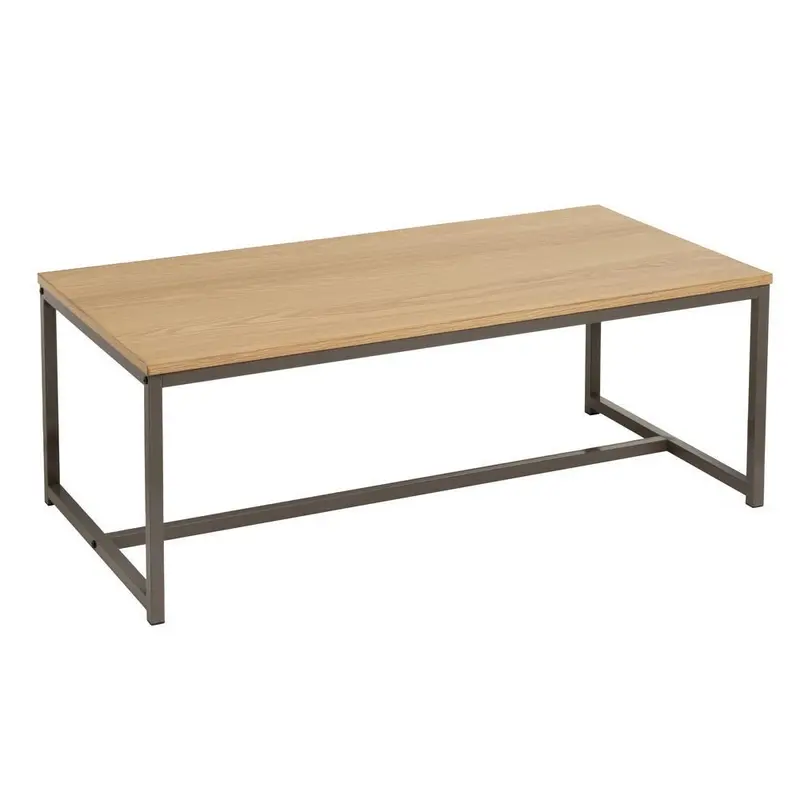 Mesa de centro Urban de metal gris y tablero beige con vetas de 100x50x36cm