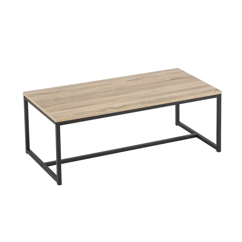 Mesa de centro Urban de metal negro y tablero color roble de 100x50x36 cm