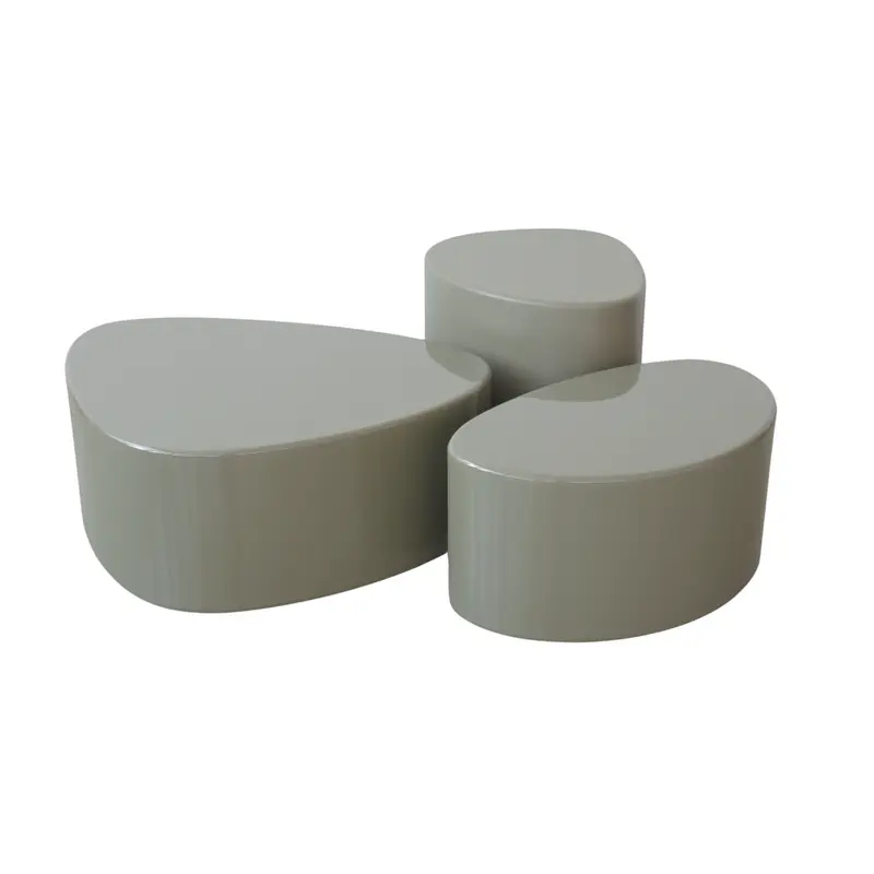 Mesa de centro - Varzy - Grande - Verde oliva StoneSkin brillante - L75 x P70 x H30 cm