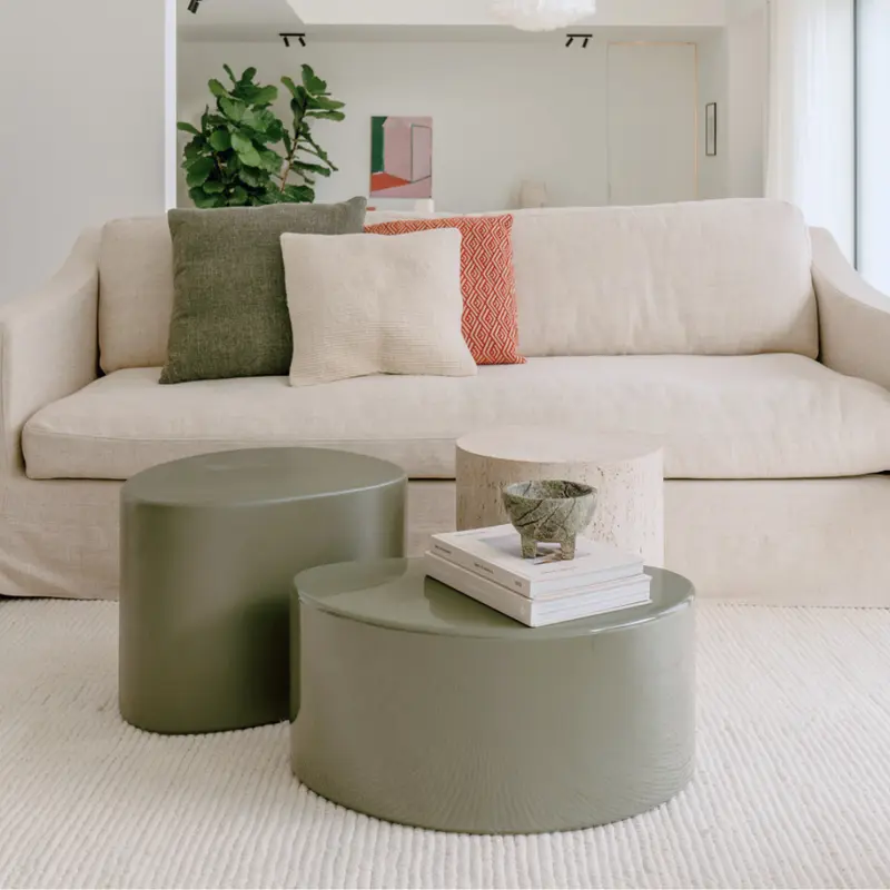 Mesa de centro - Varzy - Mediana - Verde oliva StoneSkin Glossy - Anch.65 x Prof.45 x Al.30 cm