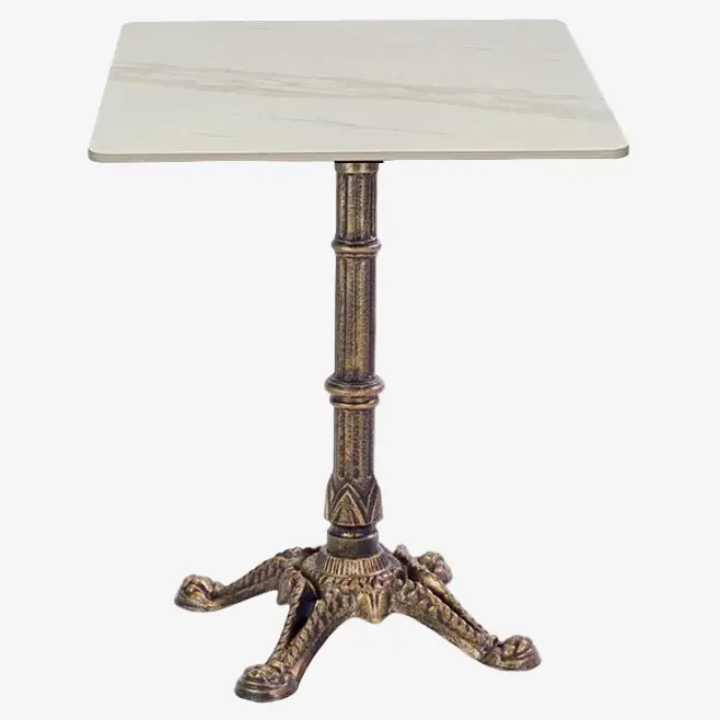 Mesa de comedor bronce cuadrada piedra sinterizada 70-80 cms