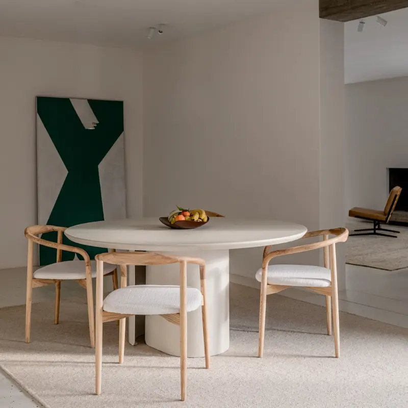 Mesa de comedor Elio – Microskin - Latte - Estructura metálica con pintura en polvo Latte - 160 cm