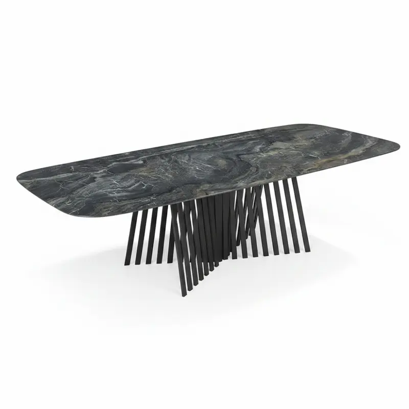 Mesa de Comedor Fija Tapa Porcelánico Patas Acero