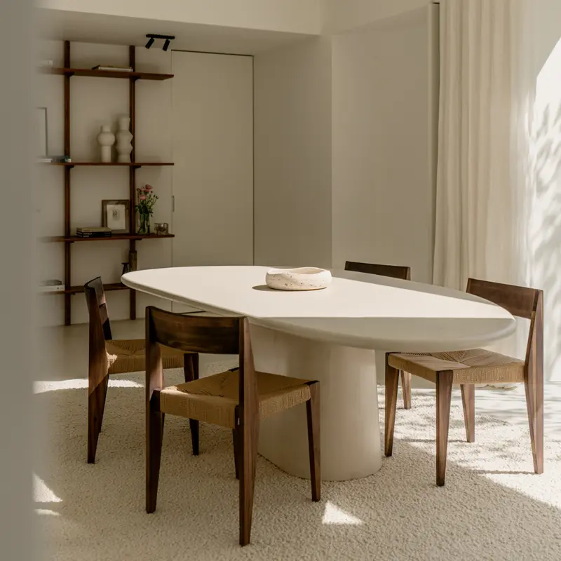 Mesa de comedor forma orgánica - Aspecto Mortex - Amberes