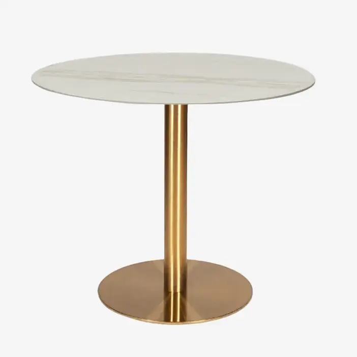 Mesa de comedor inox dorada redonda piedra sinterizada D80-90-100