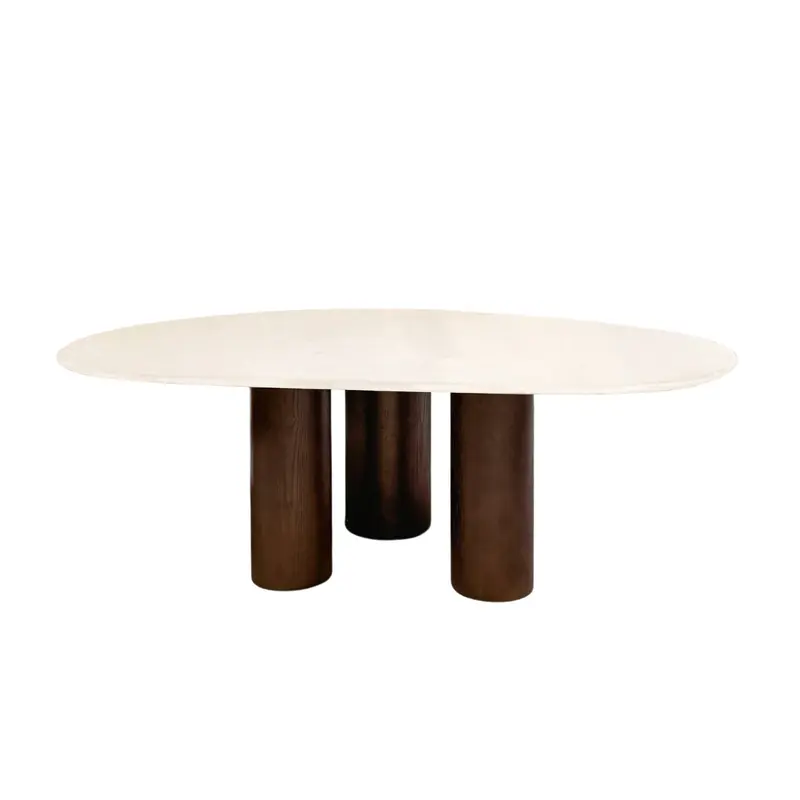 Mesa de comedor Lien - Tapa MicroSkin Cloudy Latte - Patas de madera - 200 cm