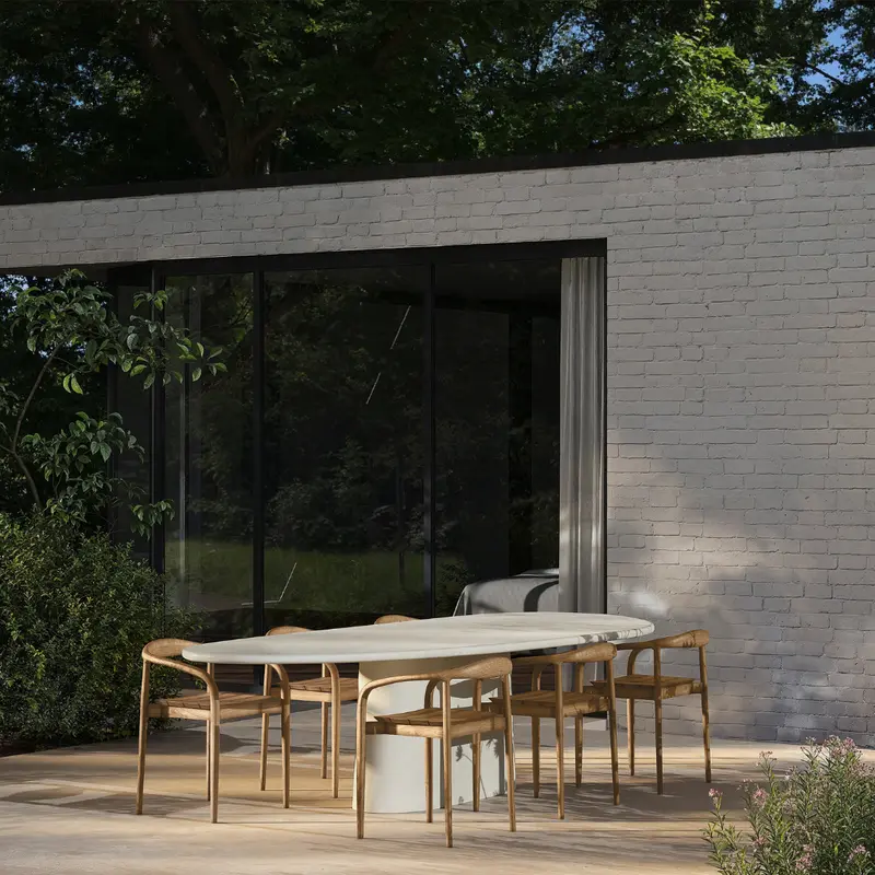 Mesa de comedor orgánica para exterior - Avira - 280 cm - Latte - Policompuesto