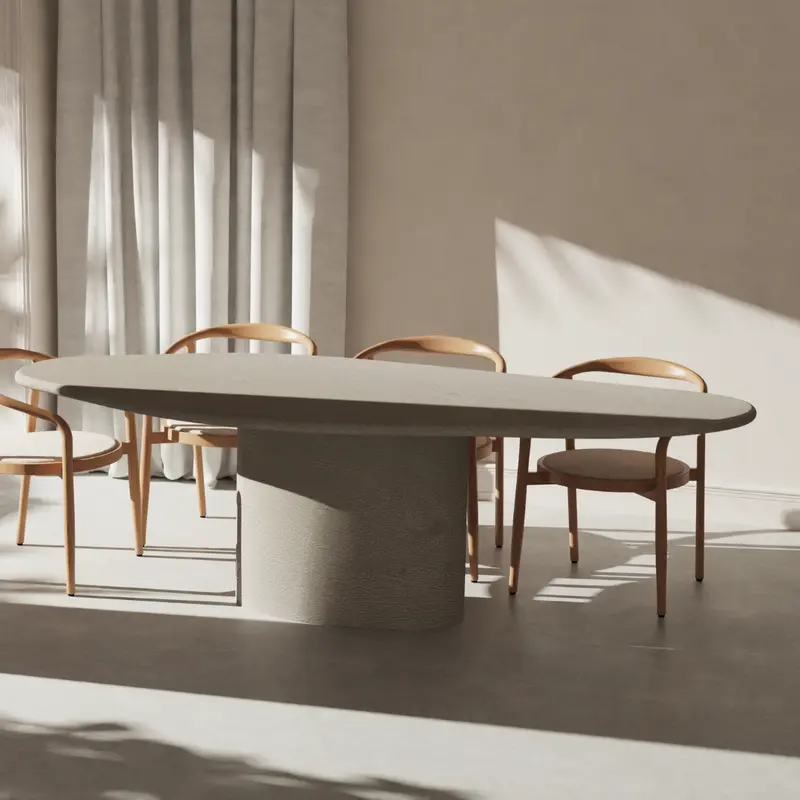 Mesa de comedor orgánica Strasbourg - 250 cm - MicroSkin Tierra - Acabado de estructura - Bisel redondo