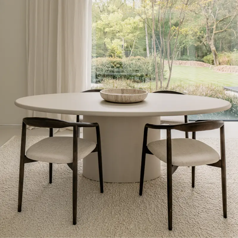 Mesa de comedor ovalada aspecto hormigón - Dena - Latte - 220cm - StoneSkin