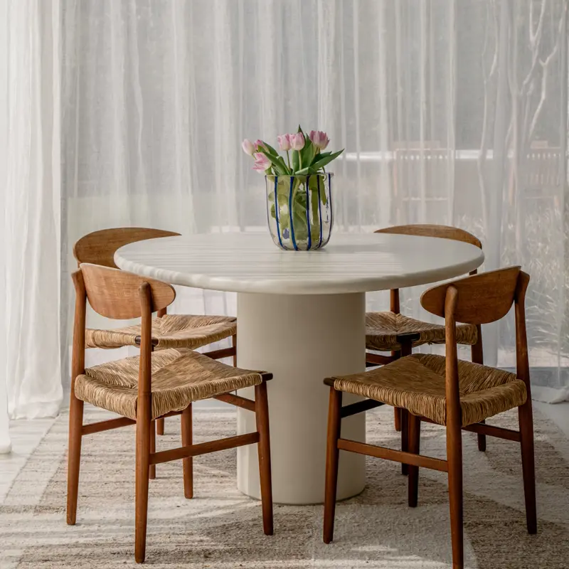 Mesa de comedor ovalada aspecto Mortex - Reef - 140 cm - Microskin