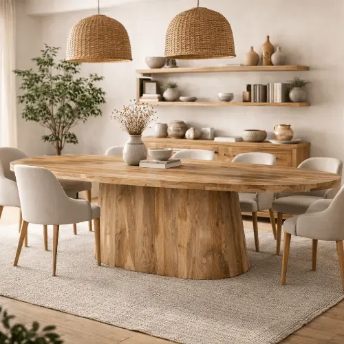 Mesa de comedor ovalada de madera de mango 220x110 Milano