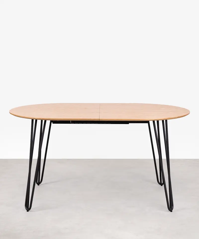 Mesa de Comedor Ovalada Extensible en Madera y Metal Karen (150-210 cm)