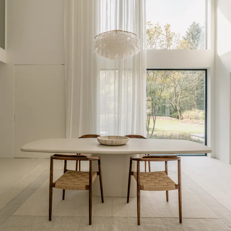Mesa de comedor rectangular - pata ovalada - Piel de piedra - Lorient - Latte