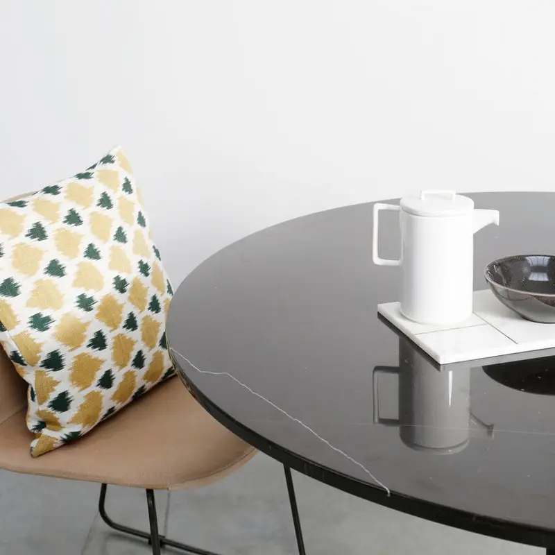 Mesa de comedor redonda con tapa de mármol - Harris - Negro - Ø125cm