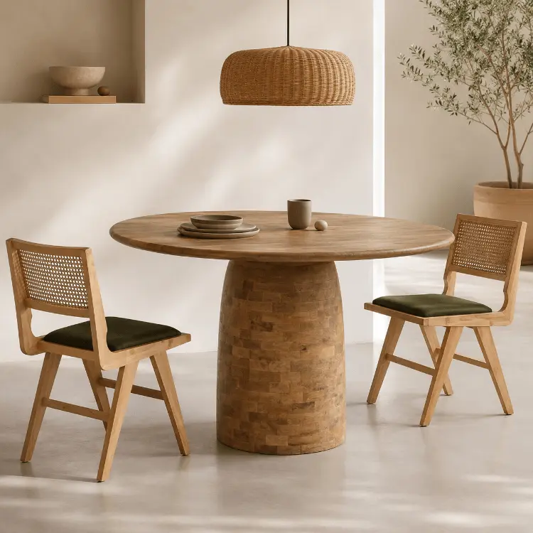 Mesa de comedor redonda en madera de mango D120 Galón