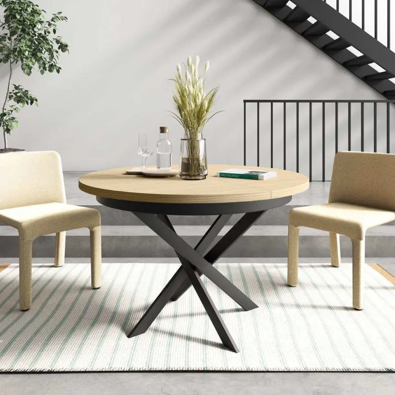 Mesa de Comedor Redonda Extensible patas X DONATA