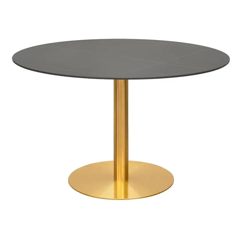 Mesa de comedor redonda inox dorada piedra sinterizada Ø130-Ø120