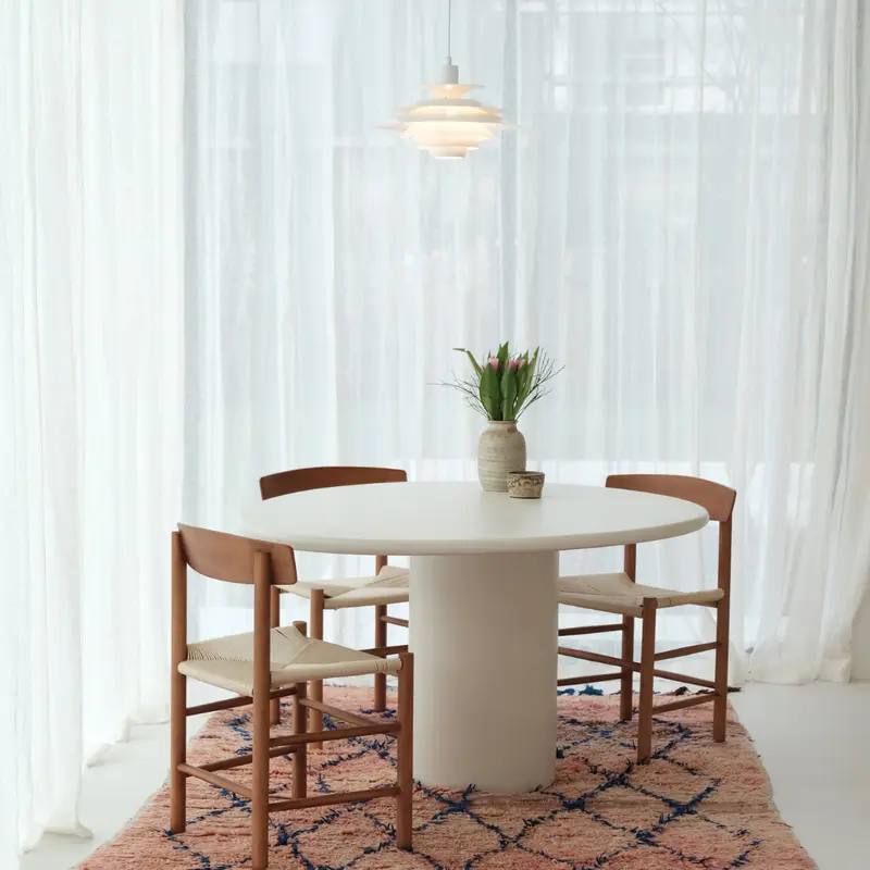 Mesa de comedor redonda - Obi - Aspecto de hormigón - StoneSkin - 120 cm