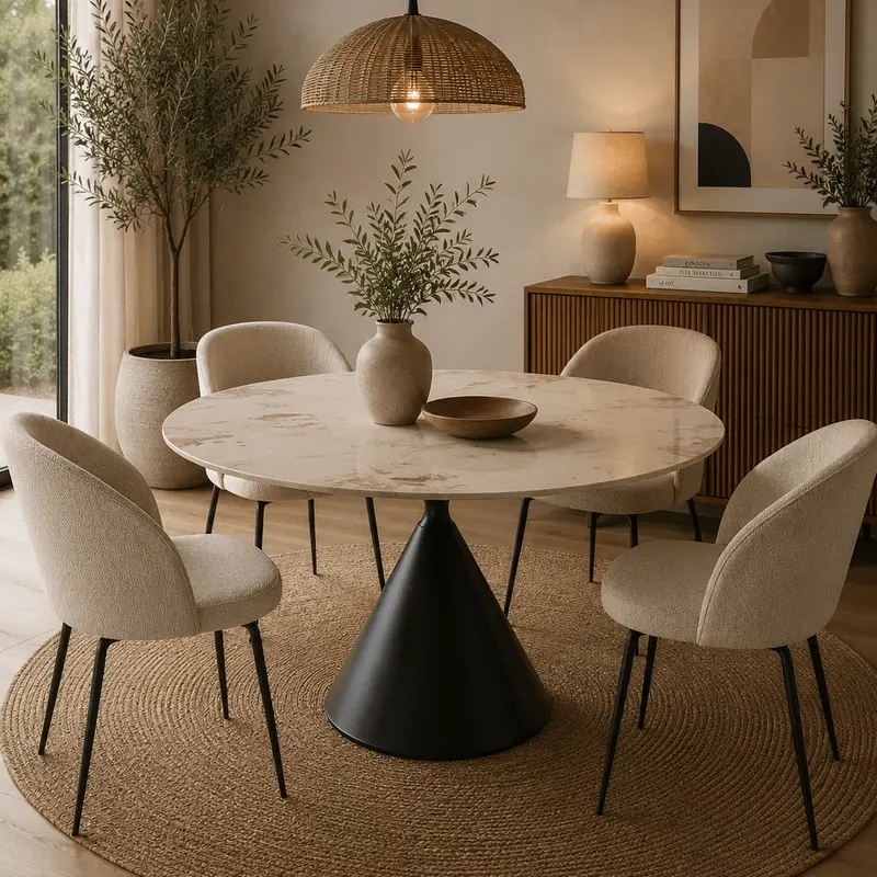 Mesa de comedor redonda Quilama piedra sinterizada Ø100-120