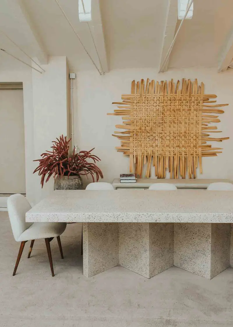 Mesa de comedor zigzag de cemento