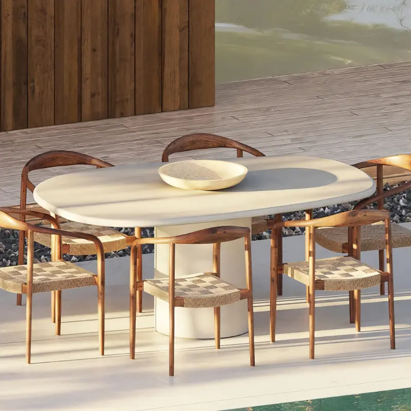 Mesa de jardín exterior Geelong - Cemento de hormigón con acabado latte
