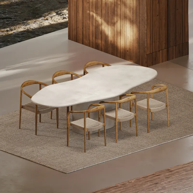 Mesa de jardín Forma Orgánica - Limoges - MicroSkin - 260 cm - Latte Nublado