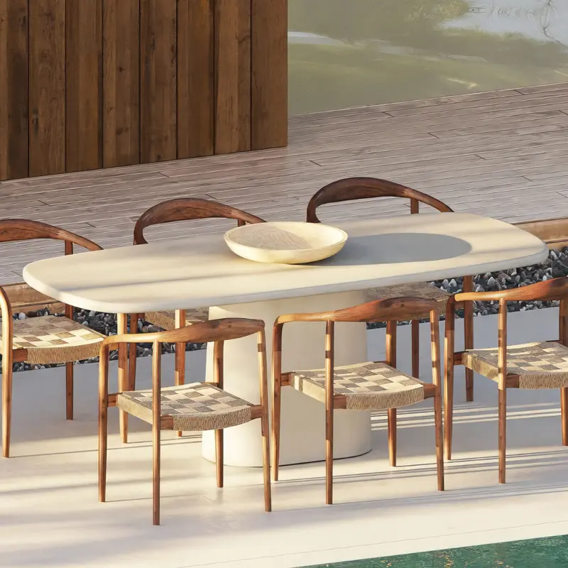 Mesa de jardín Lorient – Cemento de hormigón con acabado latte - 200 cm