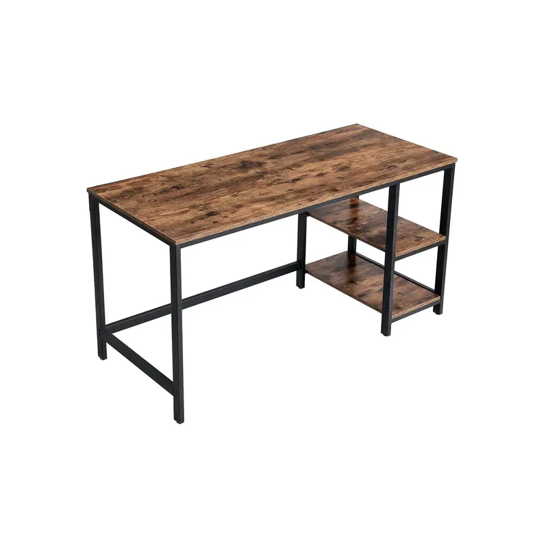 Mesa de Ordenador, Marrón Rústico y Negro
