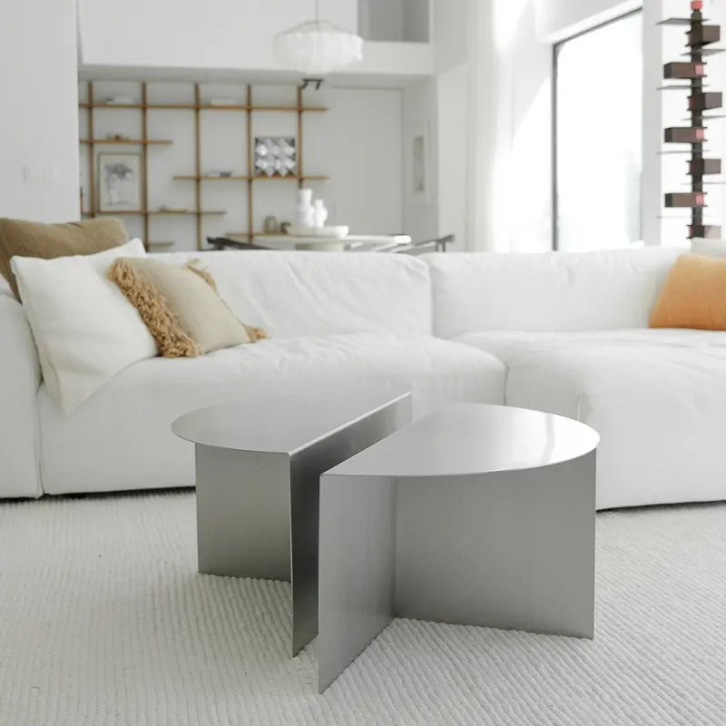 Mesa de salón - Valognes - 80 cm - Acero cepillado