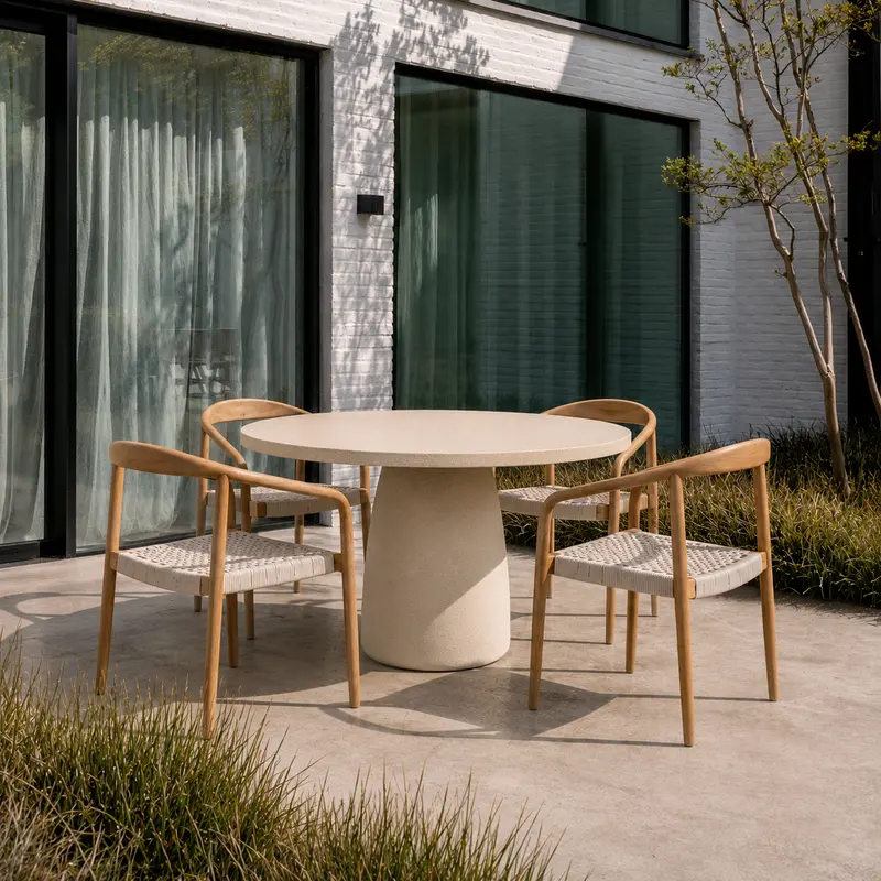 Mesa redonda para comedor exterior - Uzé - D120 H75 - Dune - Policompuesto