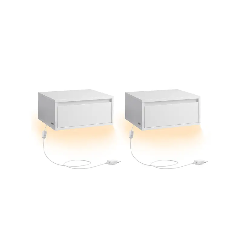 Mesita de Noche Colgante Luz Estante de Pared con Cajón