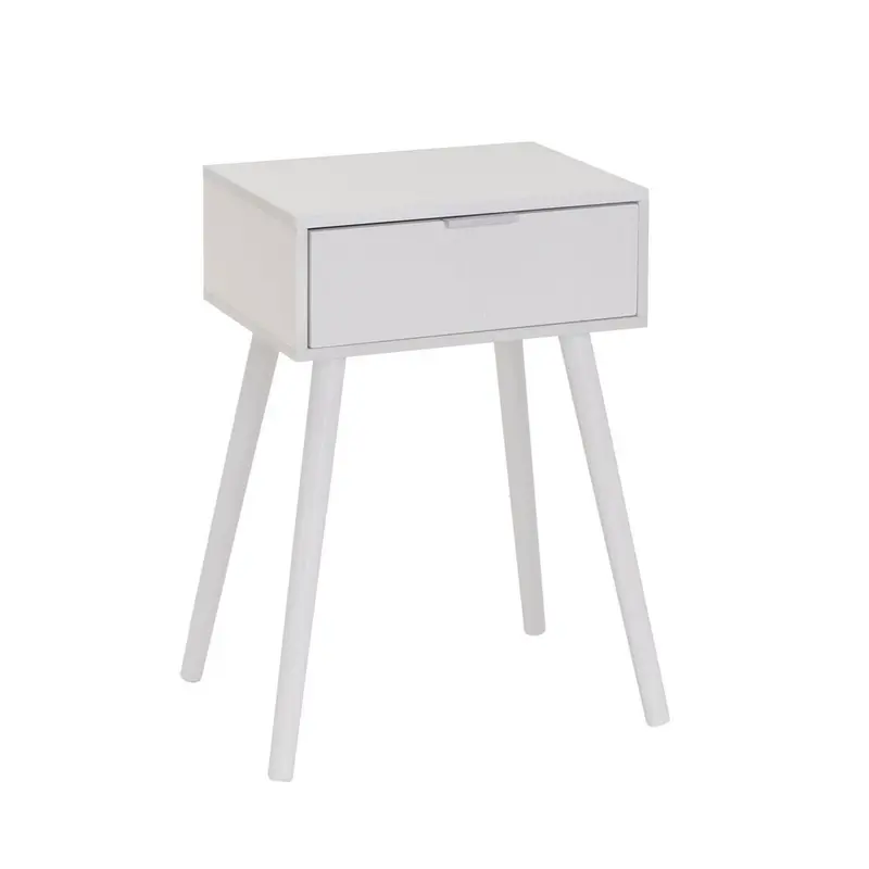 Mesita de noche de 1 cajón con laminado color blanco de 45x35x59cm