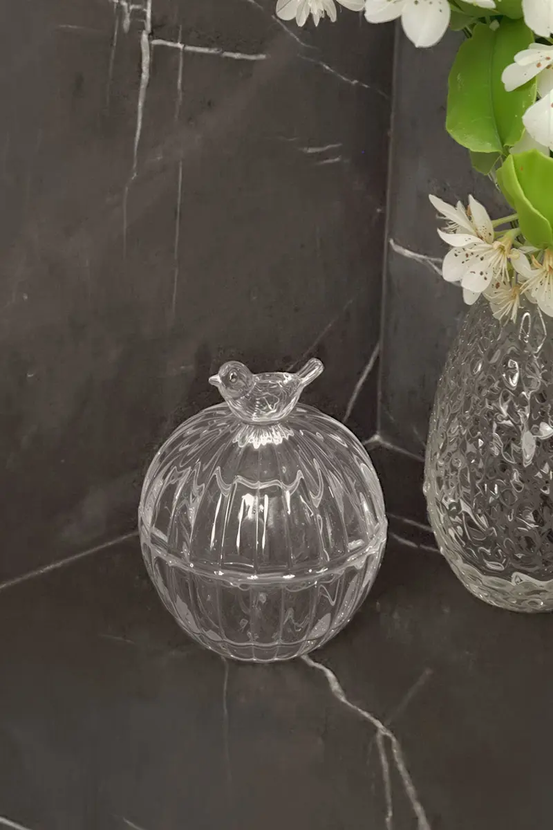 Mini Cofre De Cristal Con Pájaro