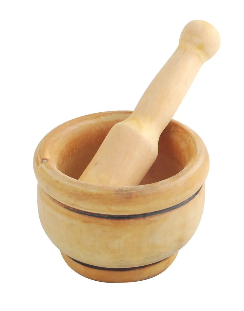 MORTERO DE MADERA CON MAZA