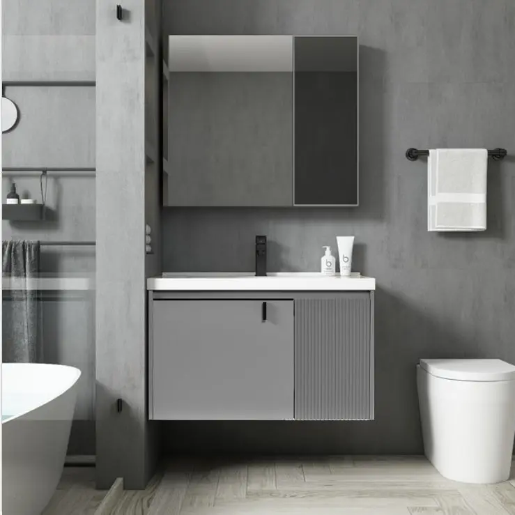 Mueble de baño con lavabo y mueble espejo 80 cm Carpio