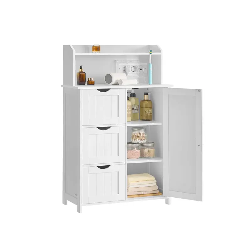 Mueble de baño con multienchufe cajones y estantes ajustables