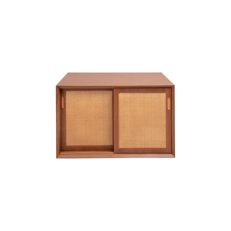 Mueble de baño Vintage Nestor - Teca - Ratán - 80 cm