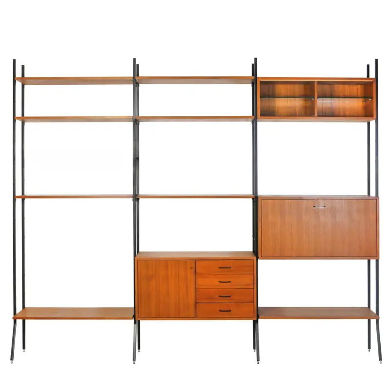 Mueble de pared vintage con extensión - Teca - 278×230cm