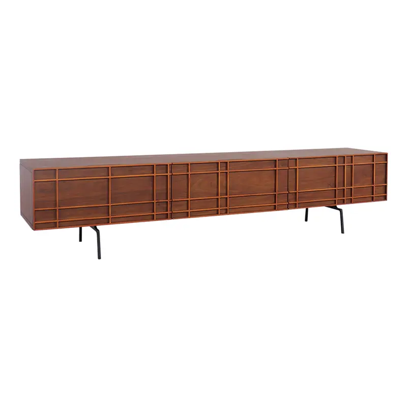 Mueble TV con lamas - Dunkerque - Nogal - 165 cm